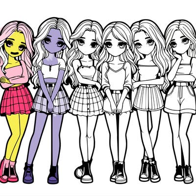 a group of girls realistic