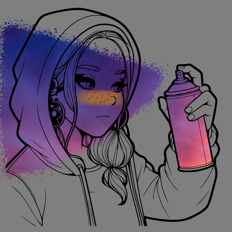 a realistic girl, spray painting