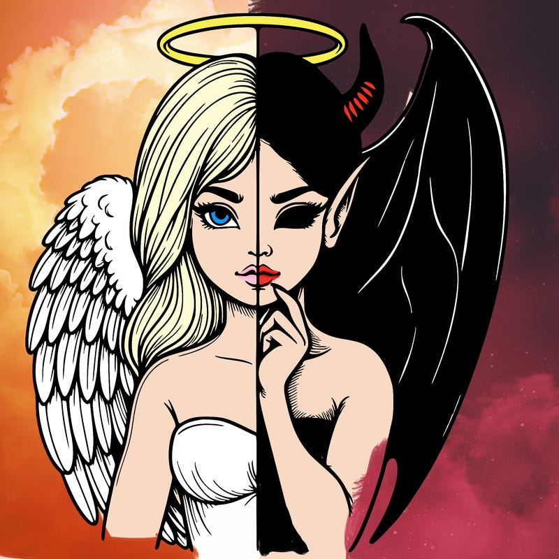 realistic angel half demon