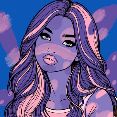 realistic girl with hair on her hair and lips