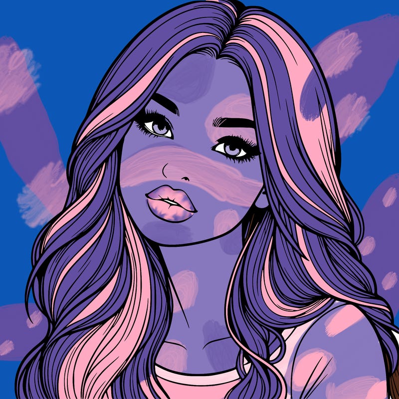 realistic girl with hair on her hair and lips