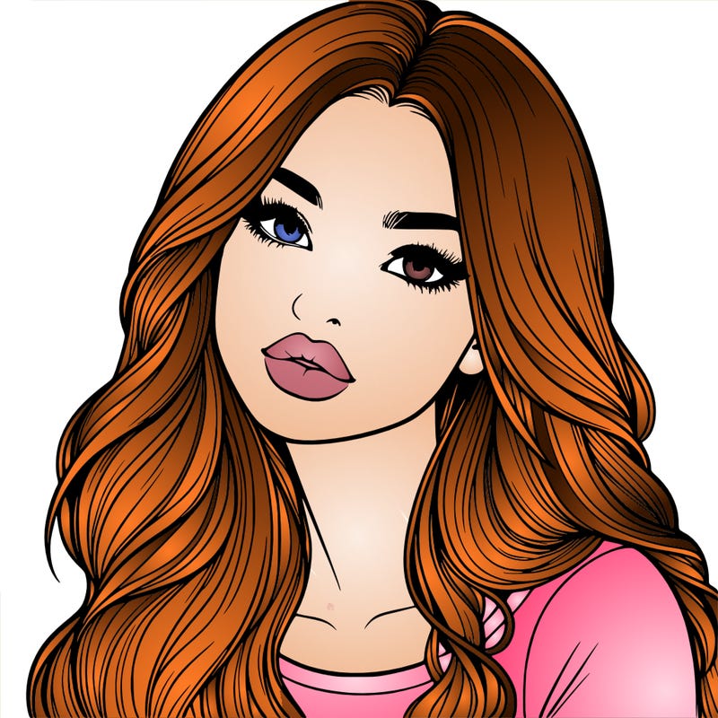 realistic girl with hair on her hair and lips