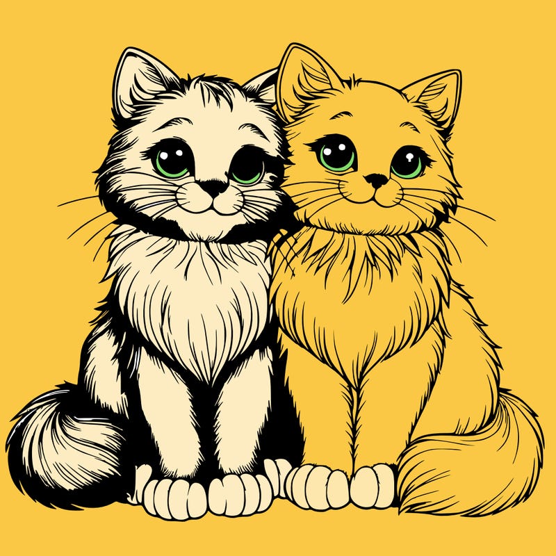 realistic cat couple