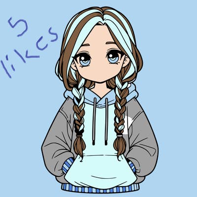 a realistic girl with a oversized hoodie and she has braids