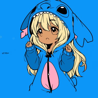 anime girl in a stitch onsie