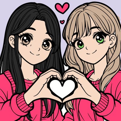 girls making heart with their hands