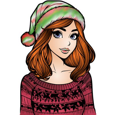 realistic lady in a christmas sweater
