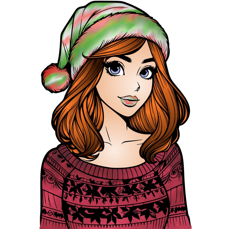realistic lady in a christmas sweater