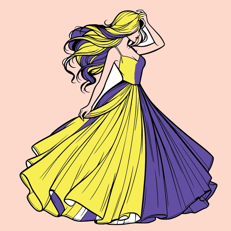 realistic woman with dress flowing in the wind