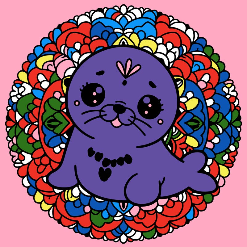 a cute baby seal mandala