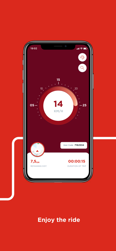 Real-time bike trip tracking on the Mobi by Rogers app showing speed and distance