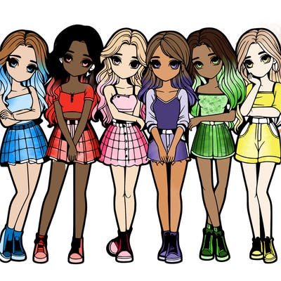 a group of girls realistic