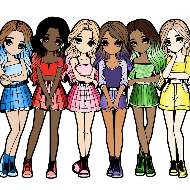 a group of girls realistic