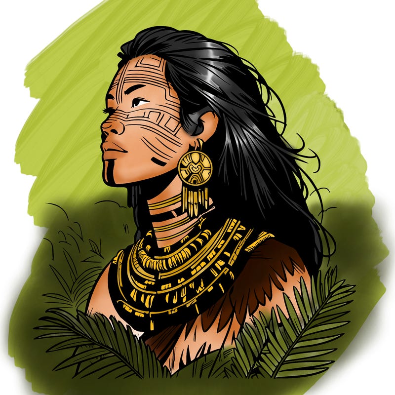 a realistic tribal woman in a skyclad ceremony