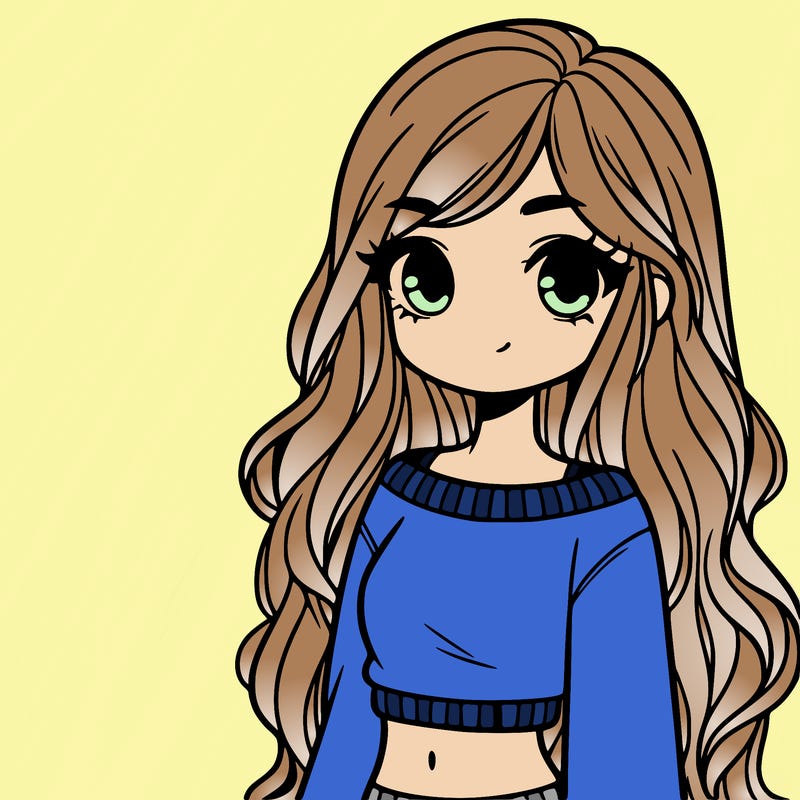girl with long hair and a crop top with a sweater