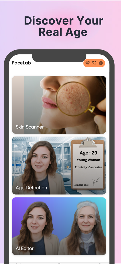 SkinBot AI Skin Care - SkinBot AI Skin Care app interface showing skin scanner and age detection features