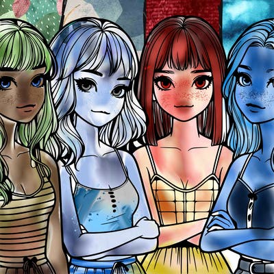 four realistic girls