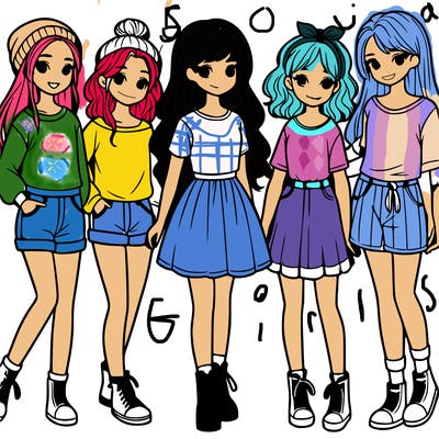 a group of five girls