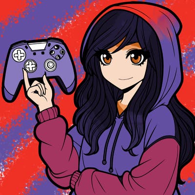 girl with hoodie with a gaming controller in her hand