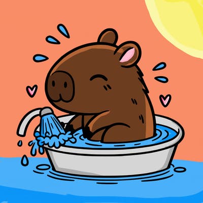 capybara taking a bath
