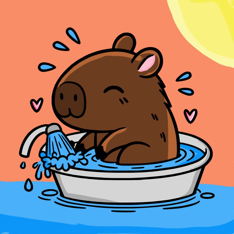 capybara taking a bath