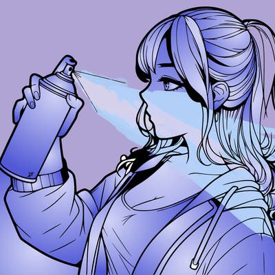a realistic girl spray, painting