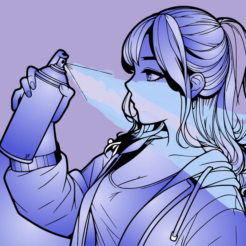 a realistic girl spray, painting