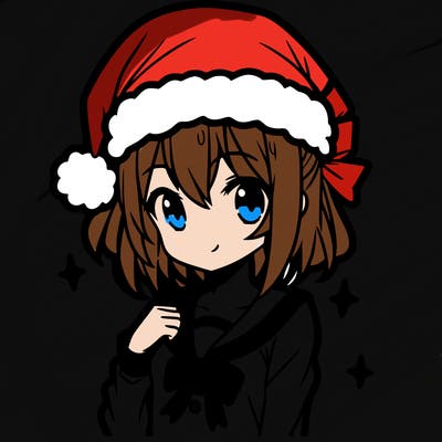 anime girl wearing a santa hat