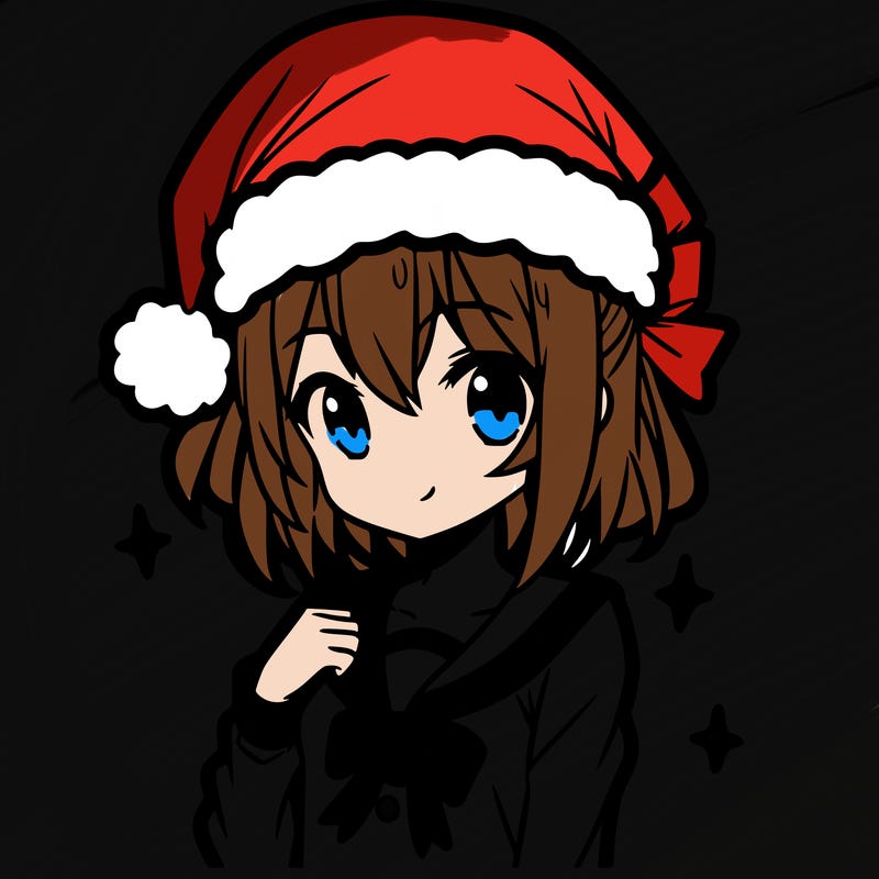 anime girl wearing a santa hat