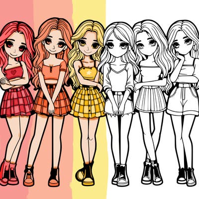 a group of girls realistic