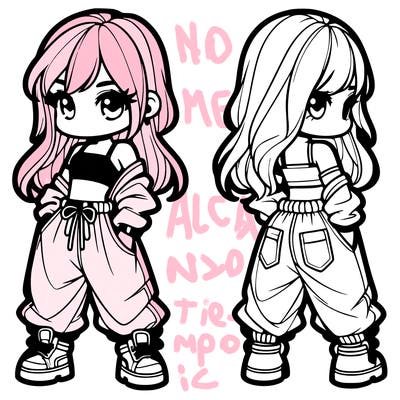 girl in crop top and baggy pants