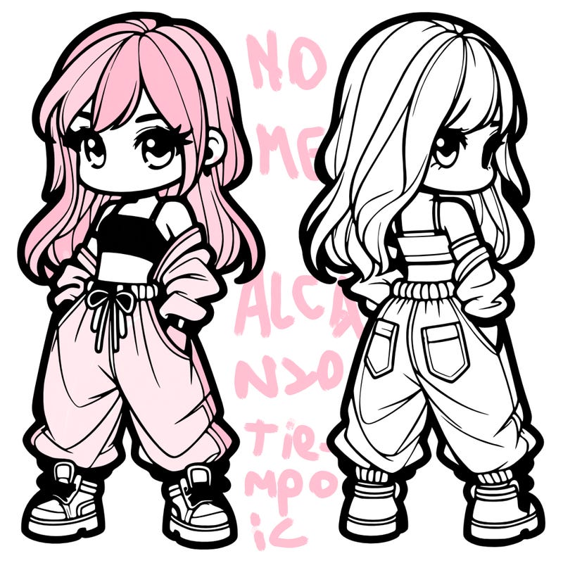 girl in crop top and baggy pants