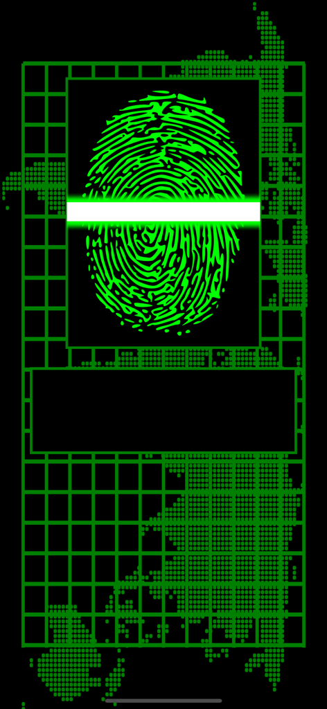 Interface de scan d'empreinte digitale verte pour une application de blague de détecteur de mensonges