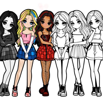 a group of girls realistic