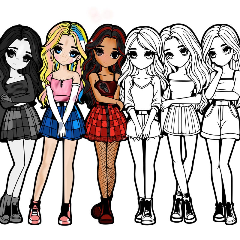 a group of girls realistic