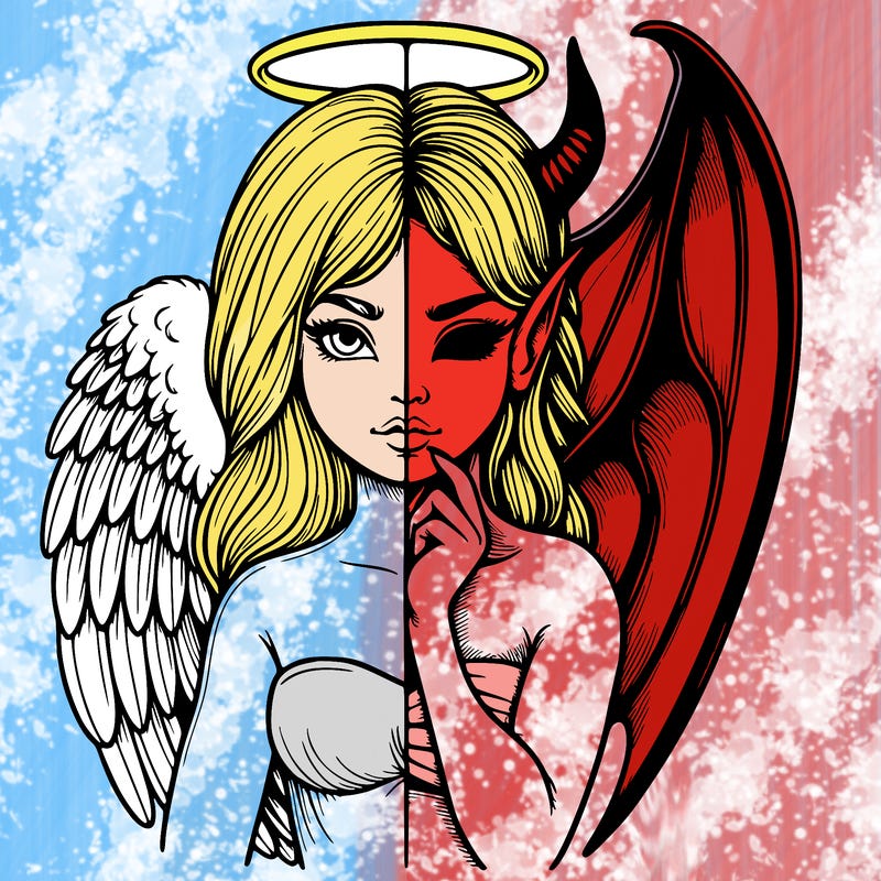 realistic angel half demon