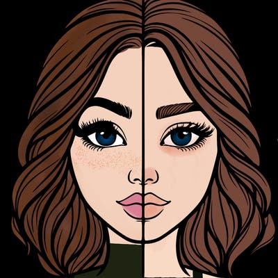 realistic girl split half