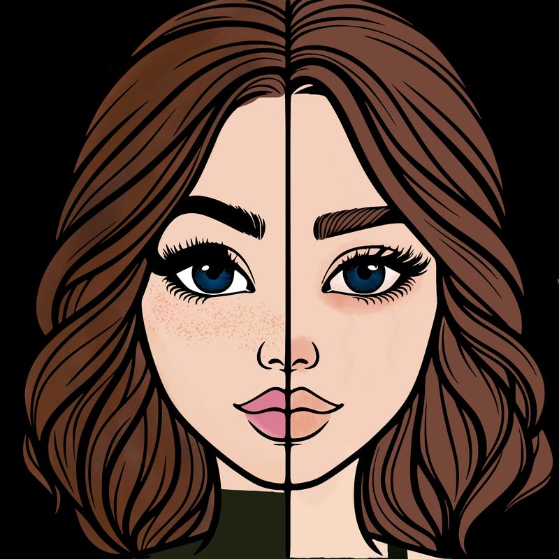 realistic girl split half