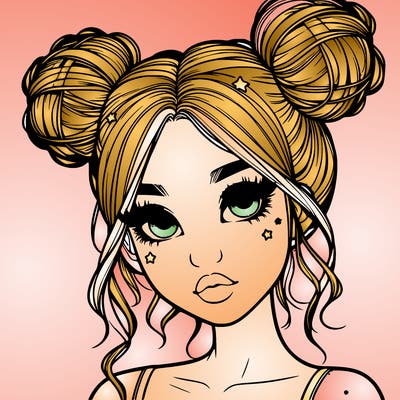 realistic girl with space buns