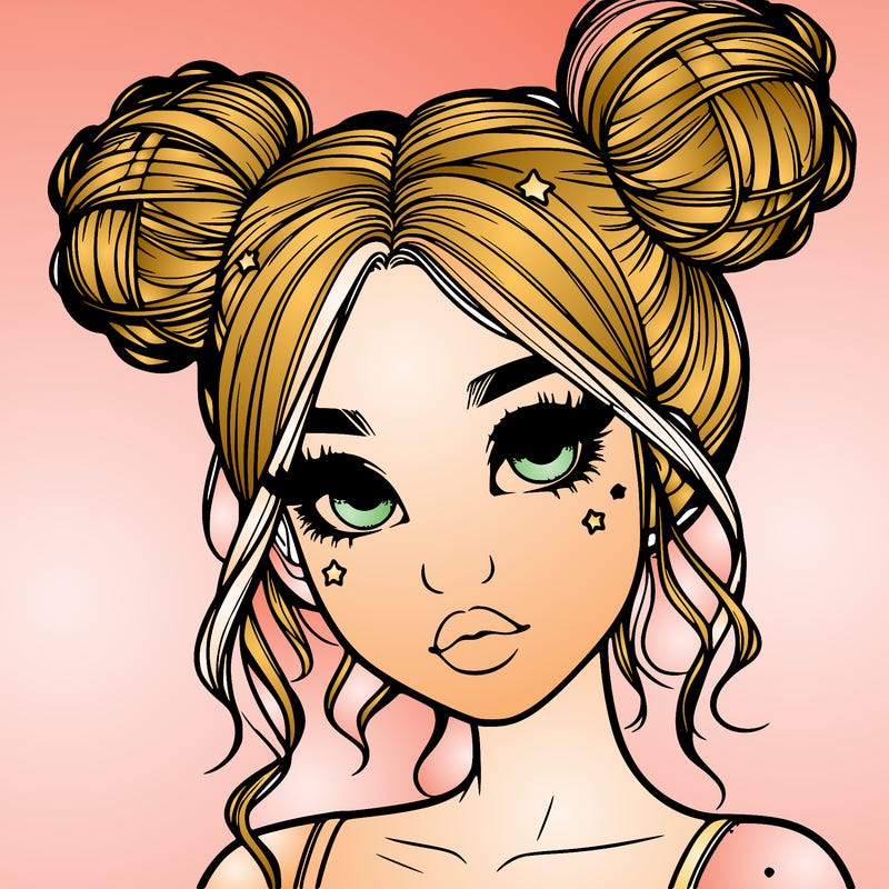 realistic girl with space buns