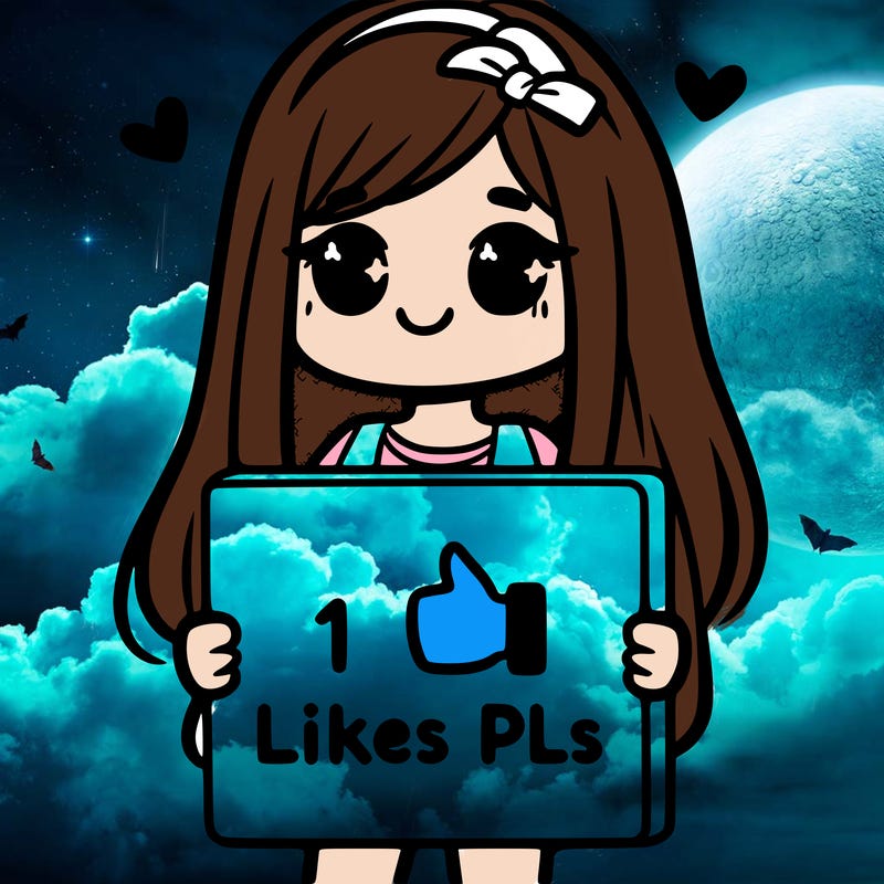 girl holding a sign saying 10 likes pls