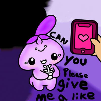 labubu asking “can you please give me a like