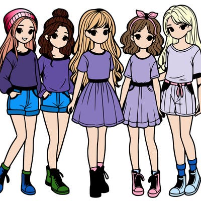 a group of five girls