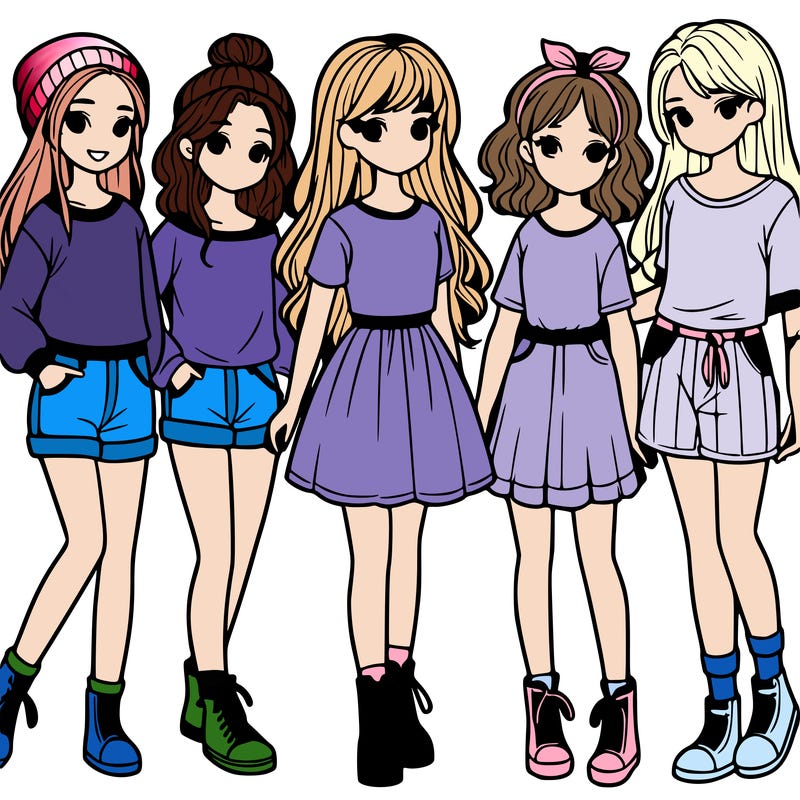 a group of five girls