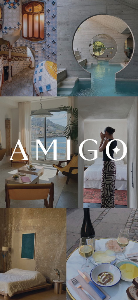 AmiGo Travel: Tips & Guides - Aesthetic collage of curated travel destinations minimalist interiors and architecture for AmiGo Travel