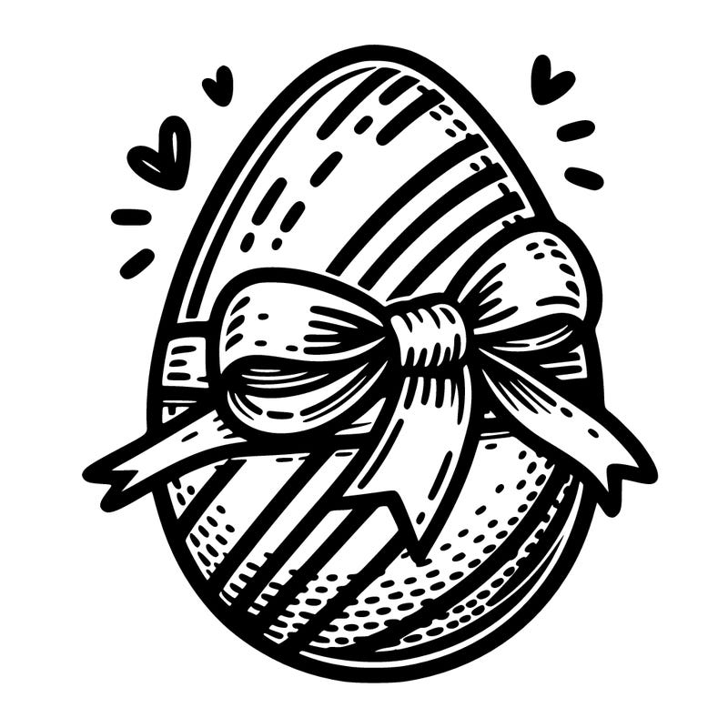 large chocolate egg with ribbon