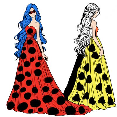 realistic woman with long flowing dress