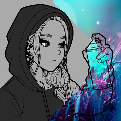 a realistic girl, spray painting