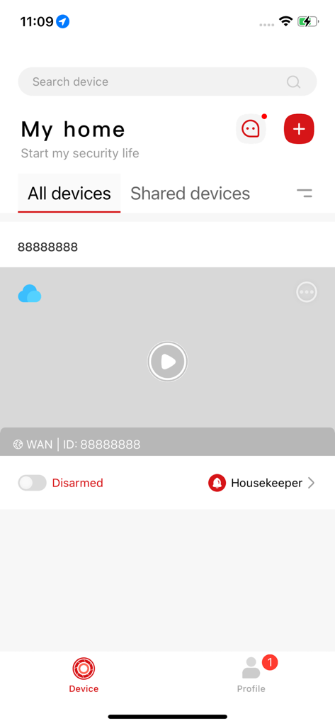 Panel de la aplicación de seguridad inteligente para el hogar Franwell que muestra la monitorización de dispositivos y el estado del sistema