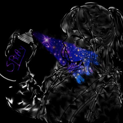 a realistic girl spray, painting